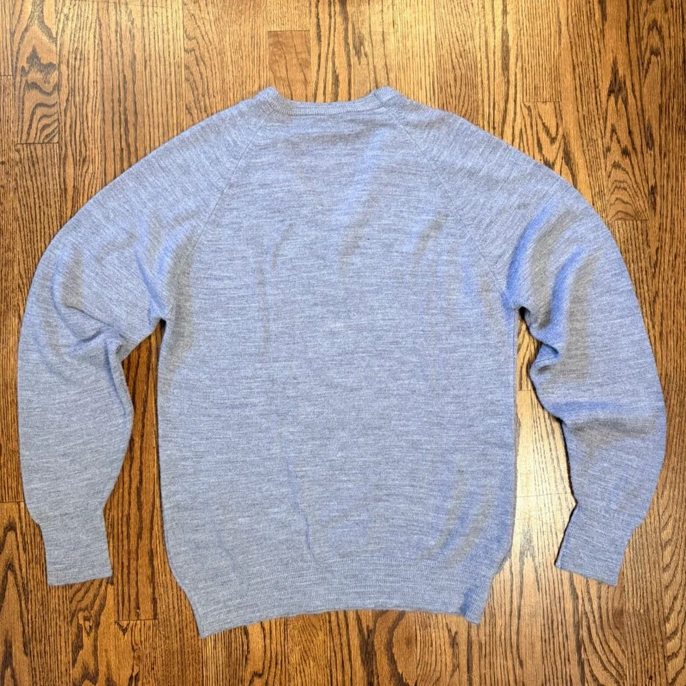 Christian Dior Monsieur Vintage 80s V-Neck Sweater Logo Orlon Large‎ Gray